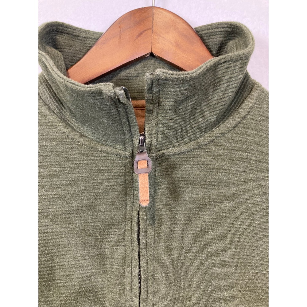 Mens Olive Green Textured Knit Quarter Zip Pullover Sweater‎ XL - Picture 6 of 9